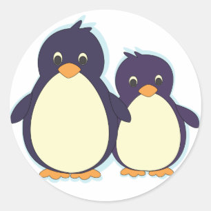 Pegatina Redonda Penguin Paradise