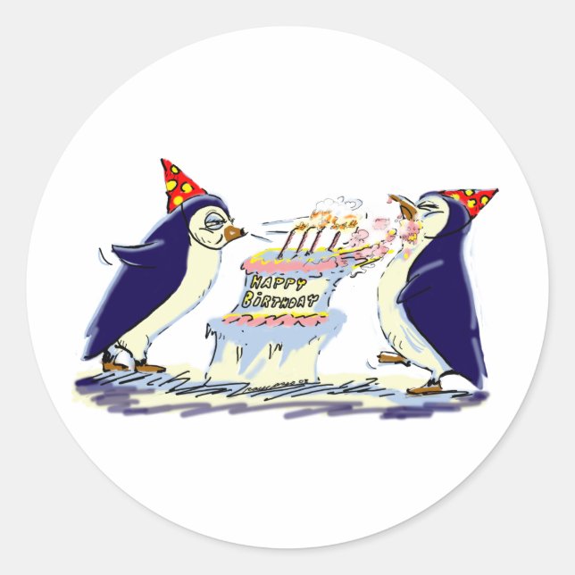 Pegatina Redonda PeNgUiN RtHdAy (Anverso)