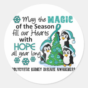 Pegatina Redonda Penguins PKD navidades