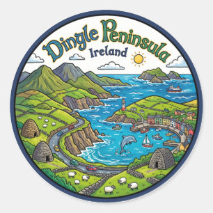 Pegatina Redonda Península de Dingle Irlanda