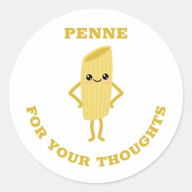 Pegatina Redonda Penne para sus pensamientos (Anverso)