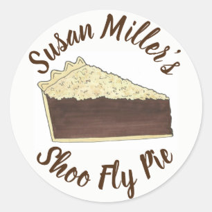 Pegatina Redonda Pennsylvania PA Dutch Baked By Shoo Fly Pie Slice