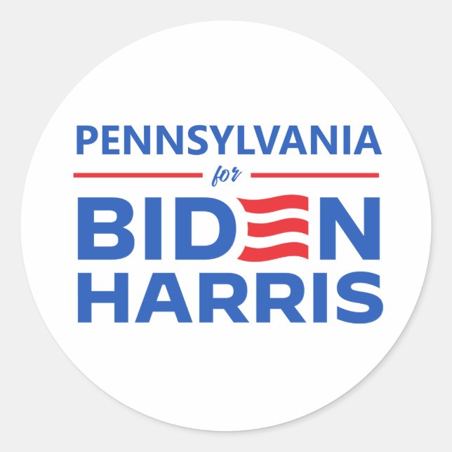 Pegatina Redonda Pennsylvania para Biden Harris (Anverso)