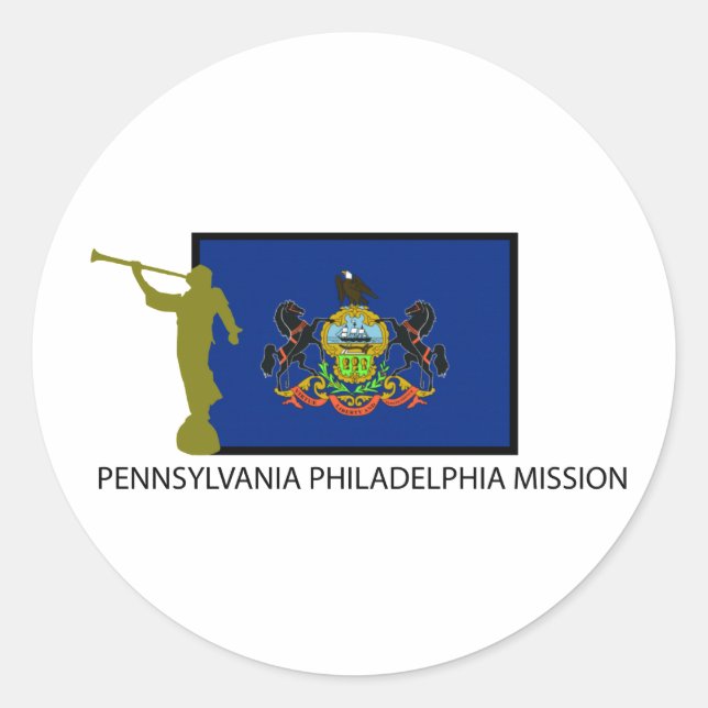 PEGATINA REDONDA PENNSYLVANIA PHILADELPHIA MISS LDS CTR (Anverso)