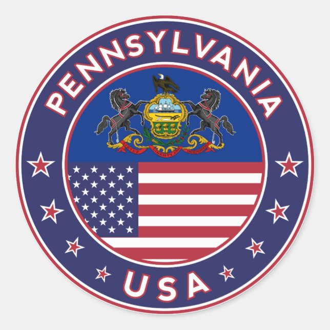 Pegatina Redonda Pennsylvania sticker,phone case, tote bag (Anverso)