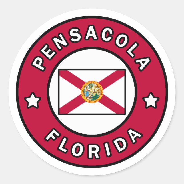 Pegatina Redonda Pensacola Florida (Anverso)