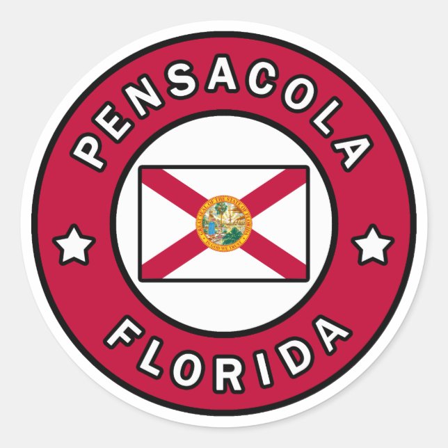 Pegatina Redonda Pensacola Florida (Anverso)