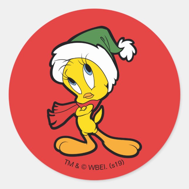 Pegatina Redonda Pensamientos de Navidad de TWEETY™ (Anverso)