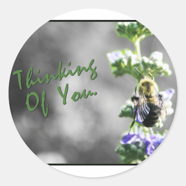 Pegatina Redonda ¡Pensando en ti! (Anverso)