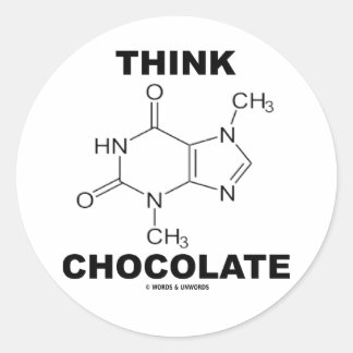 Pegatina Redonda Pensar en el chocolate (química de la Molécula de