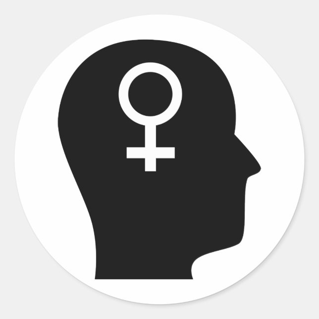 Pegatina Redonda Pensar en el feminismo (Anverso)