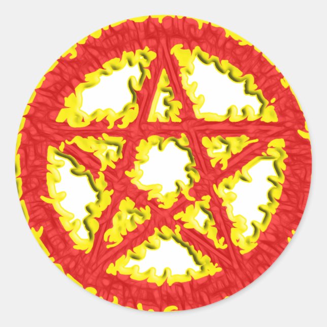 Pegatina Redonda Pentáculo de Fuego (Anverso)