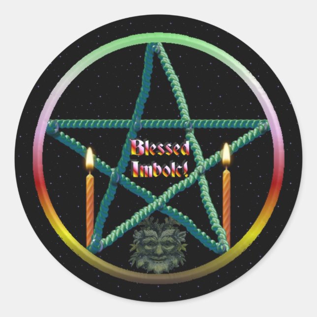 Pegatina Redonda Pentáculo de Imbolc (Anverso)