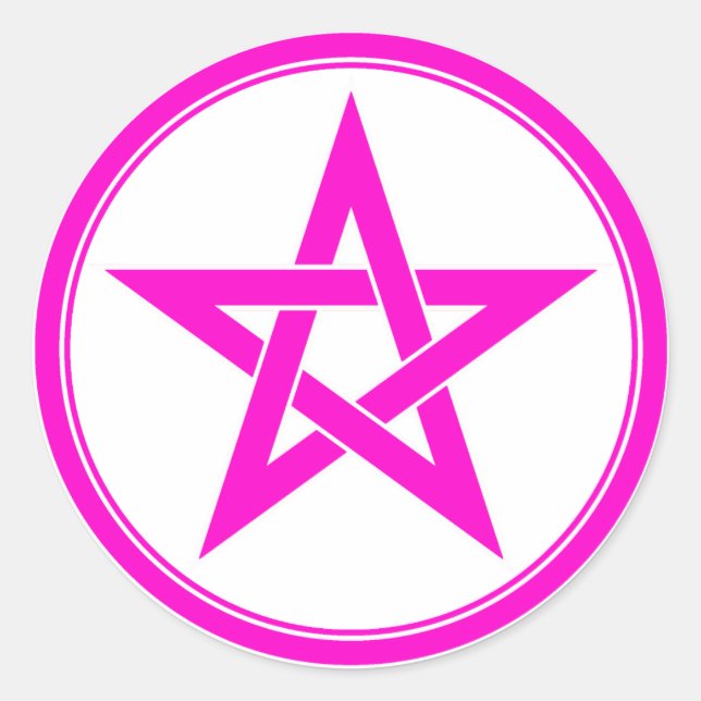 Pegatina Redonda pentáculo rosa (Anverso)