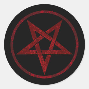 Pegatina Redonda Pentagram del diablo Rojo