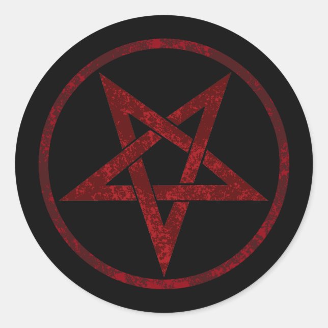 Pegatina Redonda Pentagram del diablo Rojo (Anverso)