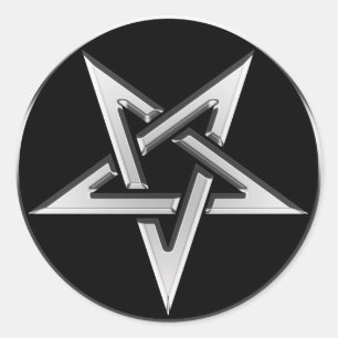 Pegatina Redonda Pentagram invertido plata