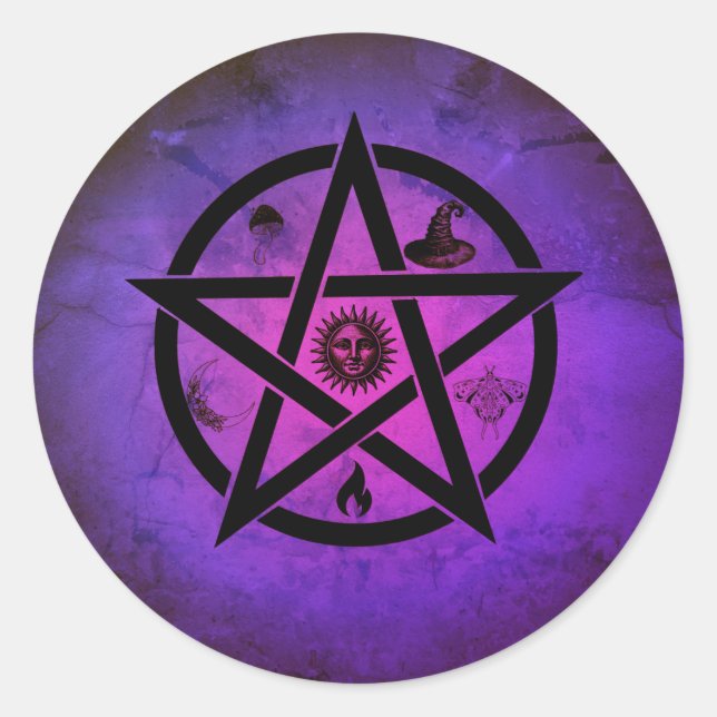 Pegatina Redonda Pentagram mágico (Anverso)