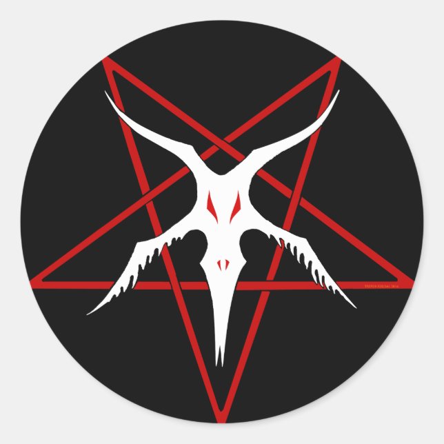 Pegatina Redonda Pentagrama de Baphomet simplificado - negro (Anverso)