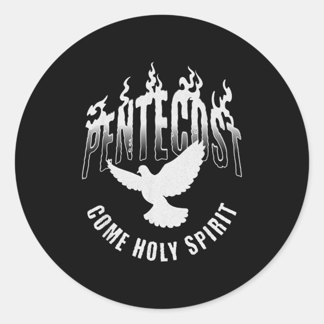 Pegatina Redonda Pentecost Come Holy Spirit Catholic Dove  (Anverso)