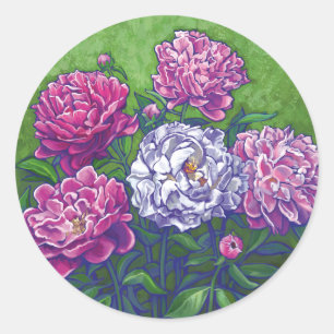 Pegatina Redonda Peonies