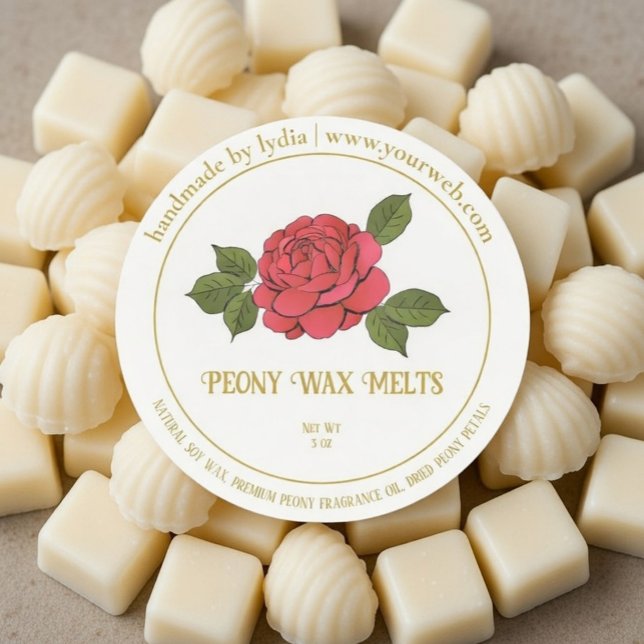 Pegatina Redonda Peony Wax Melts Personalized Floral Sticker Label (Subido por el creador)