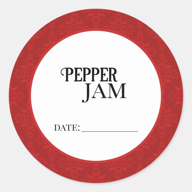 Pegatina Redonda Pepper Jam Canning Lid Labels (Anverso)