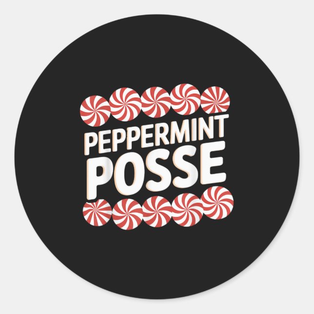Pegatina Redonda Peppermint Sse Festive Christmas Candy Theme Famil (Anverso)