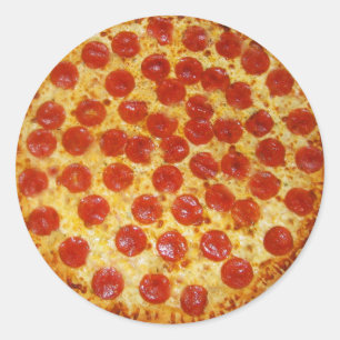 Pegatina Redonda Pepperoni Pizza