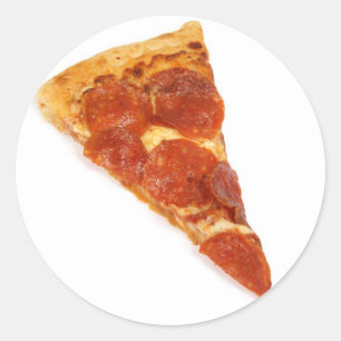 Pegatina Redonda Pepperoni Pizza Slice