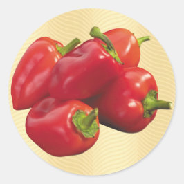 Pegatina Redonda Peppers de Campana Roja