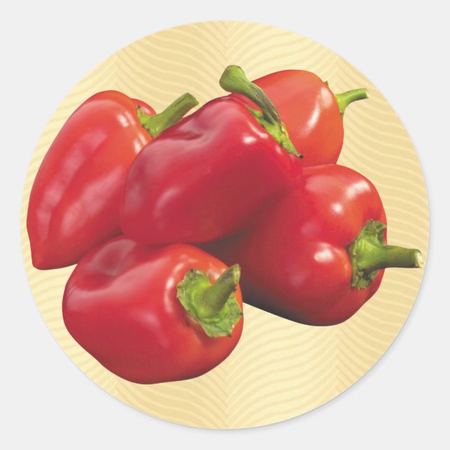 Pegatina Redonda Peppers de Campana Roja (Anverso)