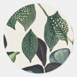 Pegatina Redonda "Peppy Peperomias: Abrazando la vegetación con la 
