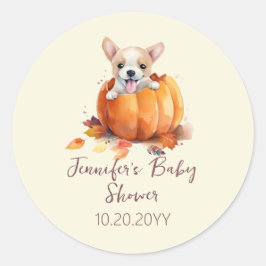 Pegatina Redonda Pequeña Baby Shower de calabaza
