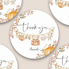 Pegatina Redonda Pequeña Calabaza Cae En El Otoño Baby Shower Graci
