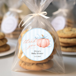 Pegatina Redonda Pequeña Calabaza En La Forma En Que Baby Shower Le