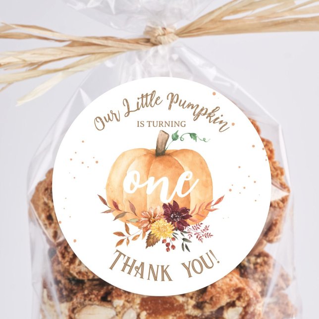 Pegatina Redonda Pequeña Calabaza Género Neutral Caída Primer Cumpl (Subido por el creador)