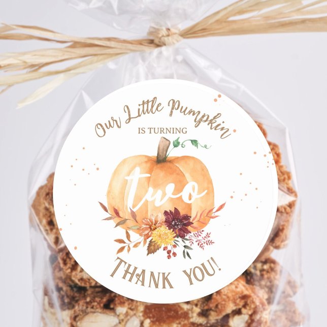 Pegatina Redonda Pequeña Calabaza Género Neutral Caída Segundo Cump (Subido por el creador)