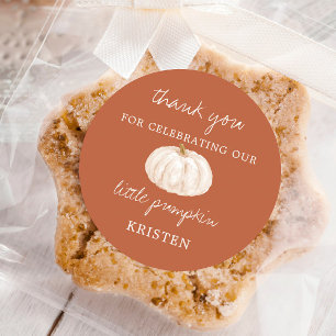 Pegatina Redonda Pequeña Calabaza Tierra Cae Favor de Baby Shower