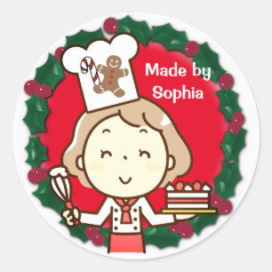 Pegatina Redonda Pequeña Chef de Navidad