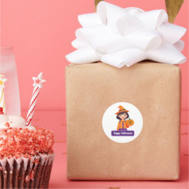 Pegatina Redonda Pequeña Chica de Calabaza o trata