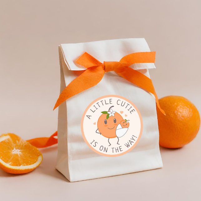 Pegatina Redonda Pequeña corbata en camino | Naranja Cute Baby Show (Subido por el creador)