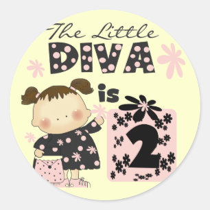Pegatina Redonda Pequeña Diva camisetas y regalos de cumpleaños