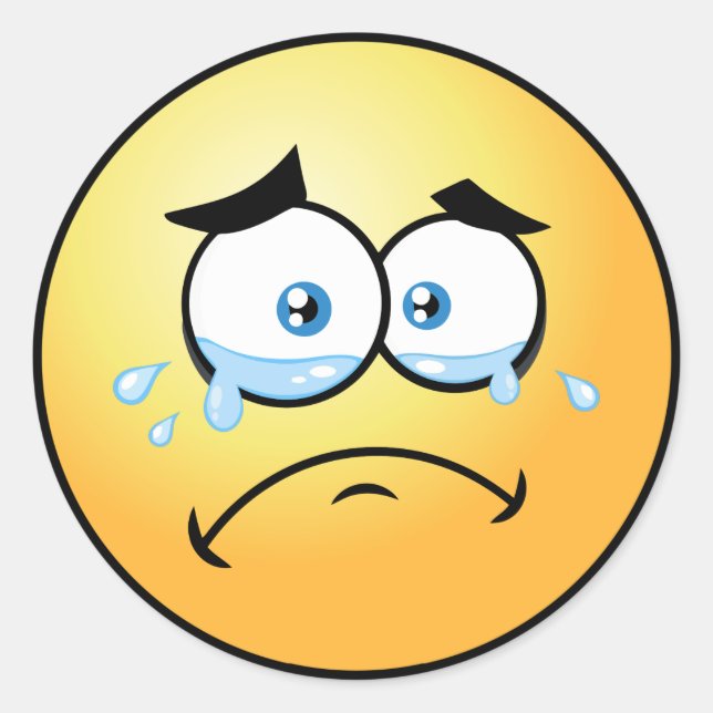 Pegatina Redonda Pequeña Emoji de llanto (Anverso)