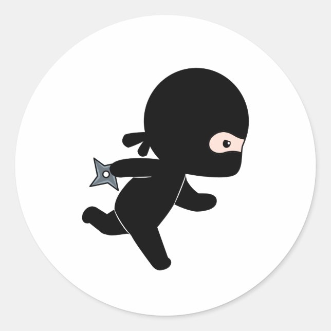 Pegatina Redonda Pequeña En Marcha Ninja (Anverso)