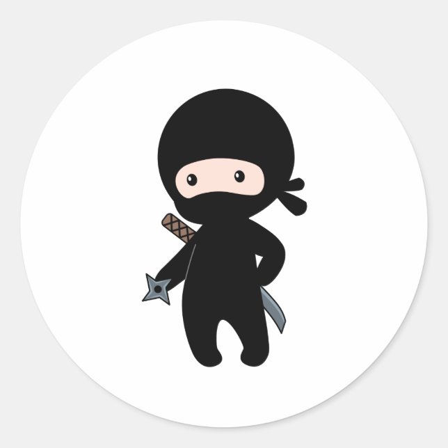 Pegatina Redonda Pequeña Estrella de entarimado Ninja (Anverso)