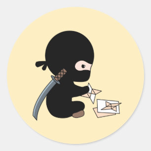 Pegatina Redonda Pequeña estrella de papel de Origami Ninja