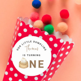 Pegatina Redonda Pequeña fiesta china de cumpleaños