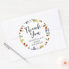 Pegatina Redonda Pequeña Flor De Flor En Camino Cae En Baby Shower