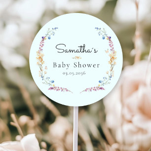 Pegatina Redonda Pequeña Flor Silvestre Boho Sueño - Shower de Bebé